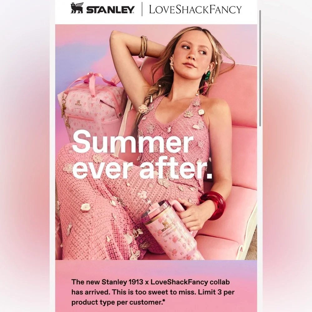 LoveShackFancy Pink Floral Tumbler 40oz - Picture 3 of 10